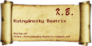 Kutnyánszky Beatrix névjegykártya